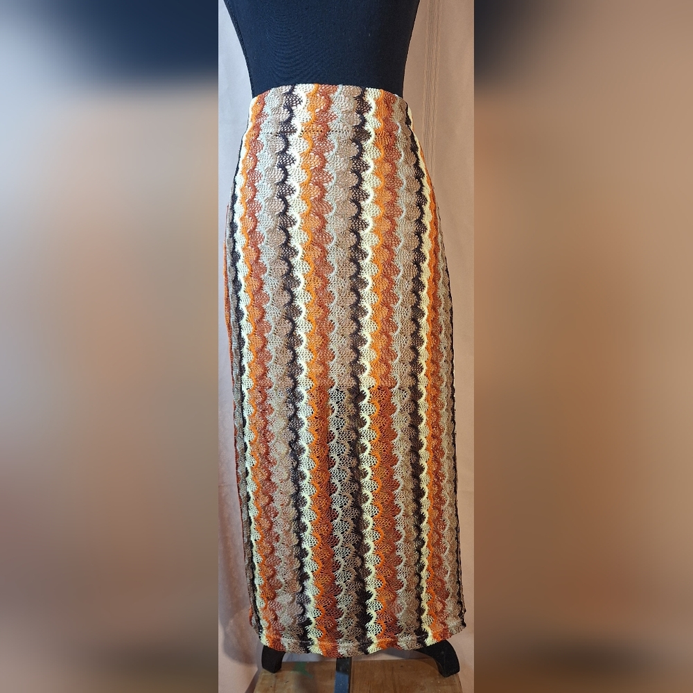 SWEET RAIN Multicolor Crochet Pencil Skirt